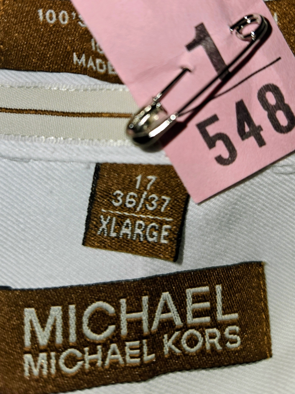 Michael Kors  Classic White Men's Dress Shirt - XL 17 36/37 DRY CLEANED - Picture 9 of 11
